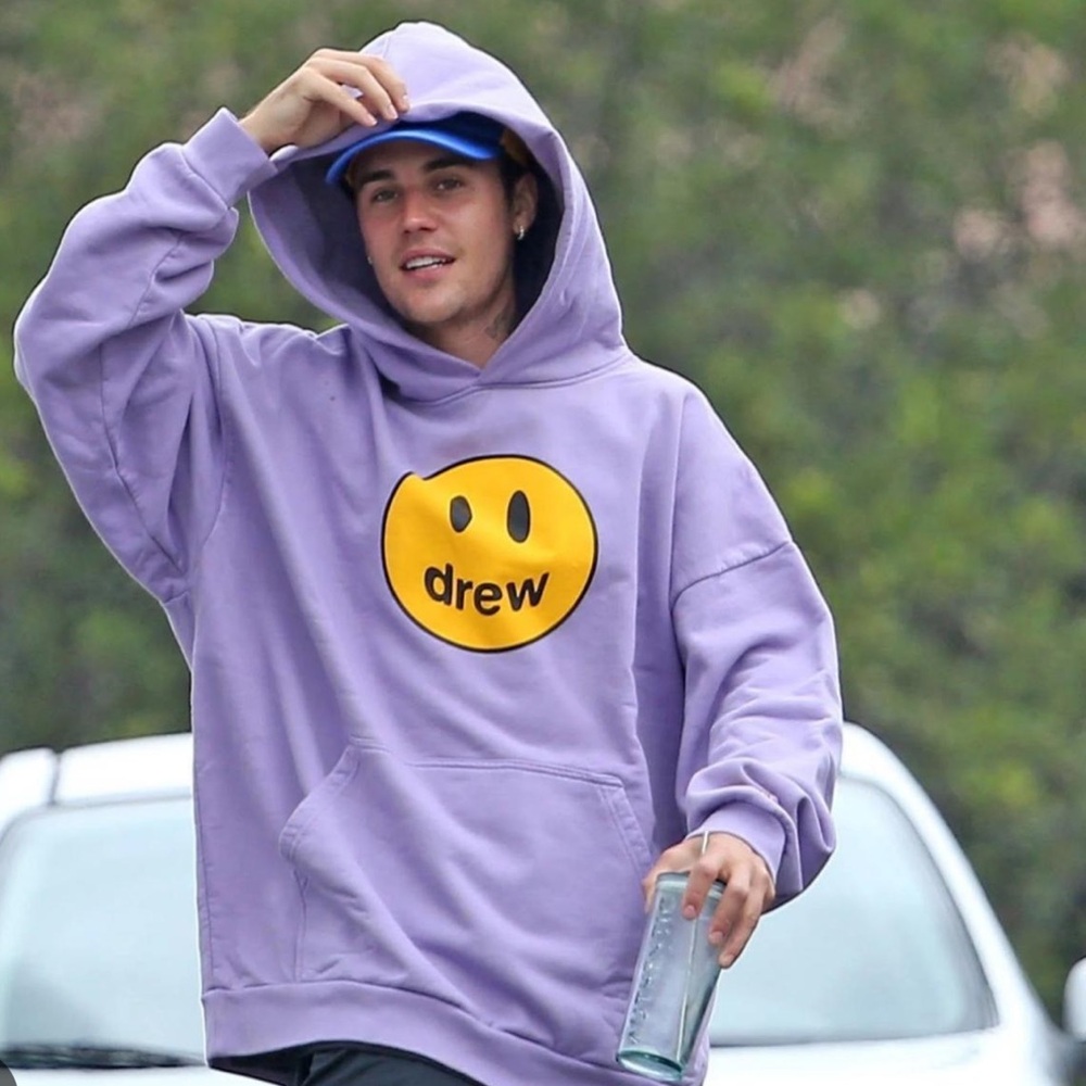authentic drew house hoodie by justin bieber. logos on chest and sleeve